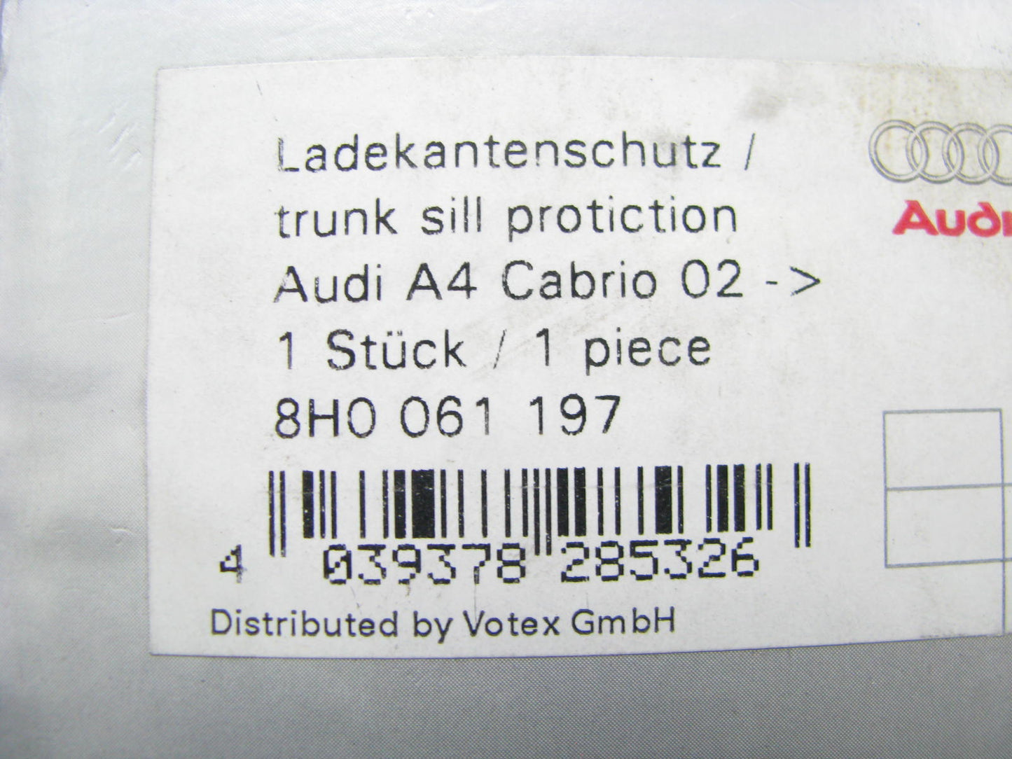NEW GENUINE AUDI A4 Cabriolet Trunk Sill Protector Film Cover OEM Audi 8H0061197
