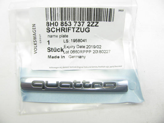 NEW - OEM VW Audi 8H08537372ZZ Quattro Trunk Lid Emblem Badge