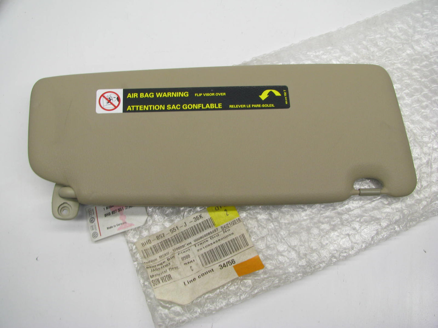 NEW GENUINE VW Audi 8H0857551J-36K FRONT LEFT Sunvisor Sun Visor BEIGE