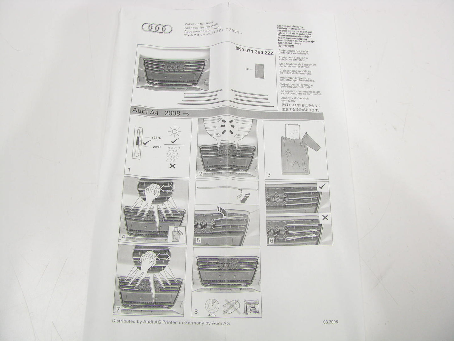 NEW GENUINE OEM Chrome Grille Inserts 8K00713602ZZ For 2009-2012 Audi A4