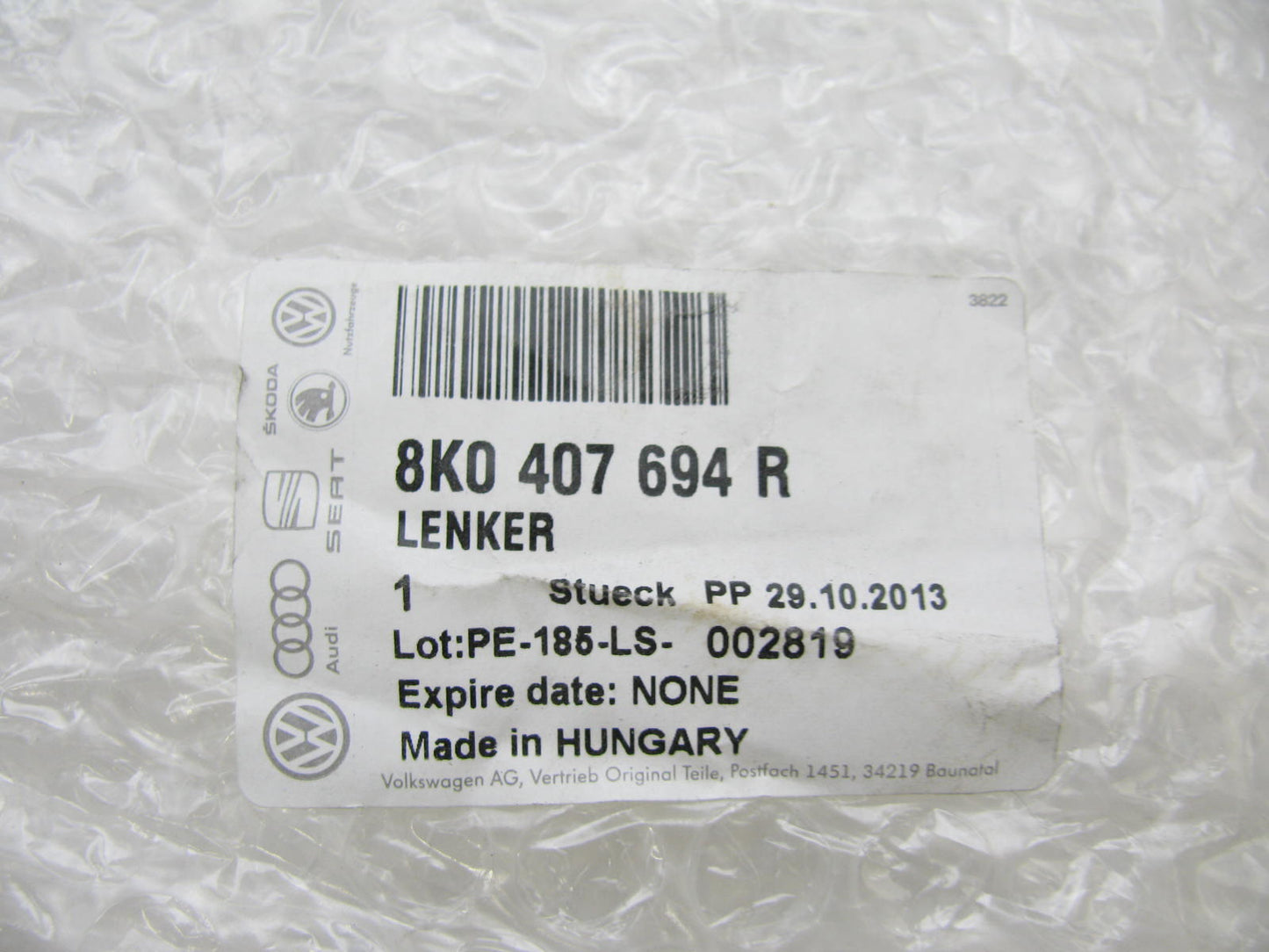 NEW - OEM VW Audi 8K0407694R FRONT RIGHT LOWER REARWARD Control Arm & Ball Joint