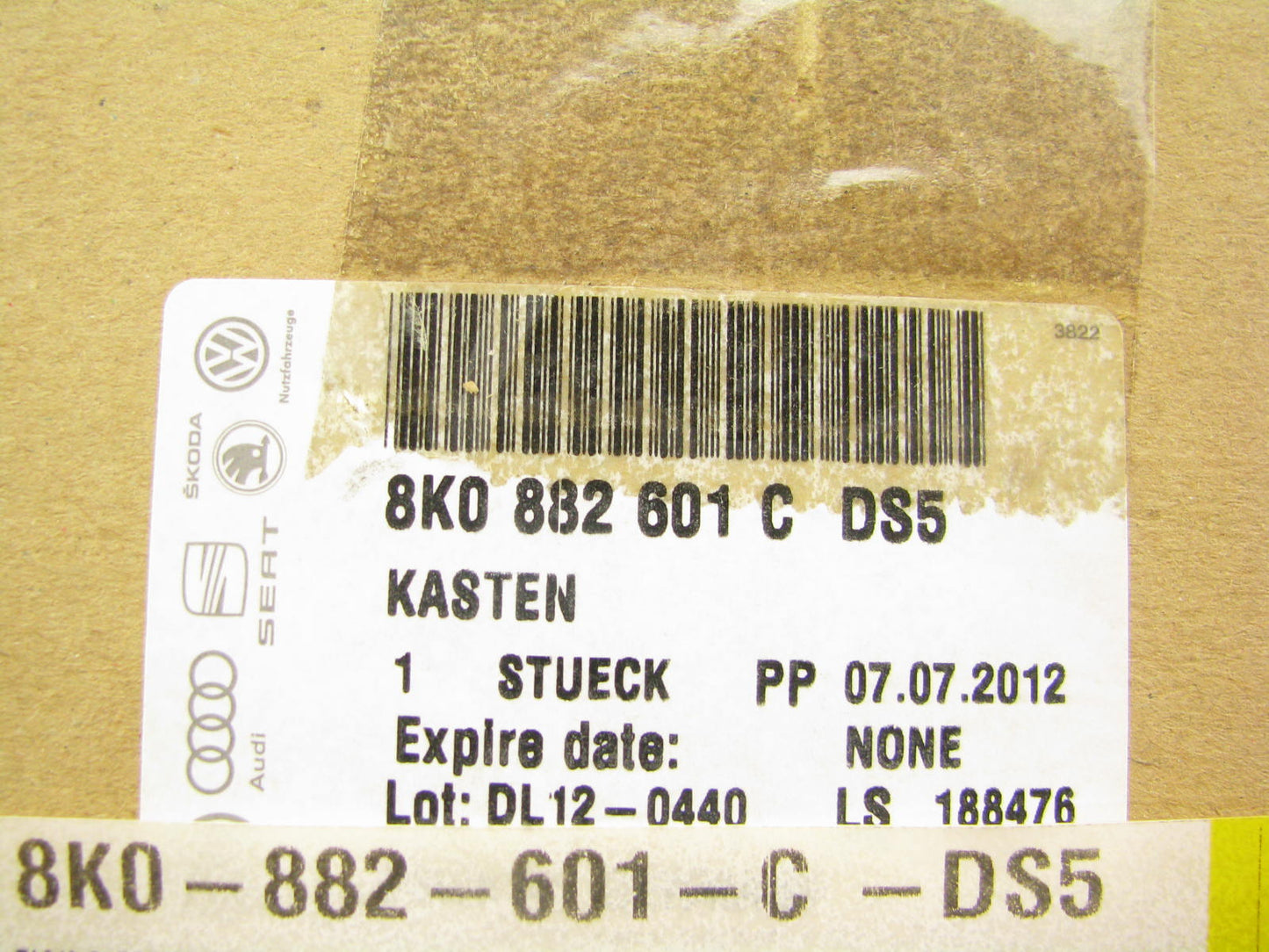 NEW - OEM VW Audi 8K0882601CDS5 Front Seat Storage Drawer - Satin Beige