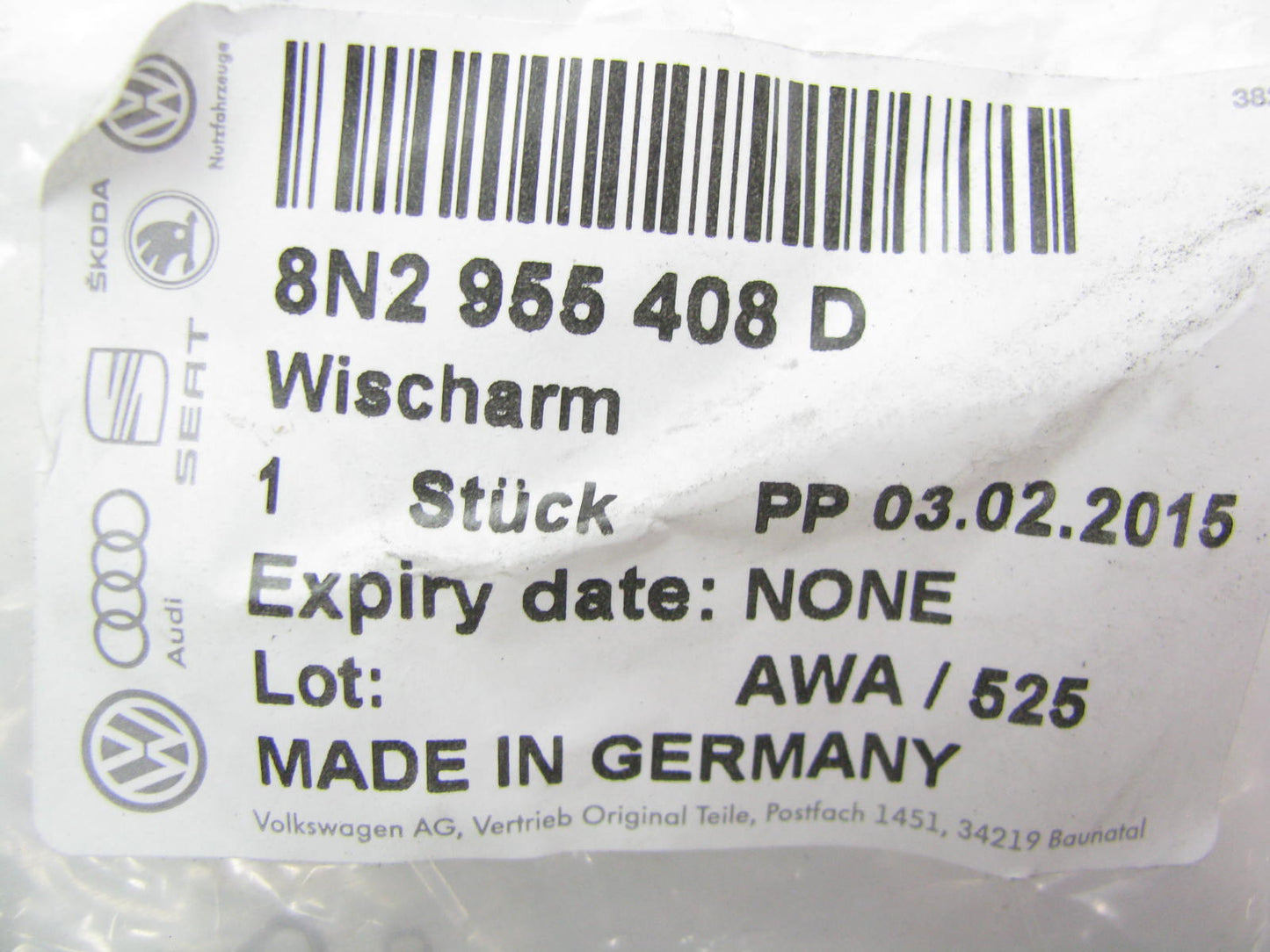 NEW GENUINE Vw Audi 8N2955408D FRONT RIGHT Wiper Arm 03-06 Audi TT
