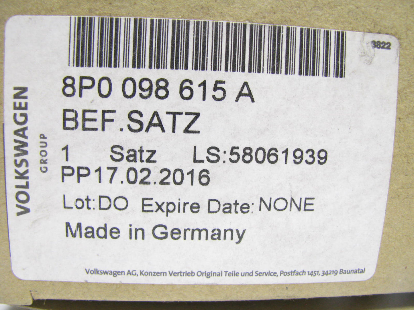 Geniune Oem Audi Attachment Parts For Bonnet 8P0098615A For Audi A3 2004-2013