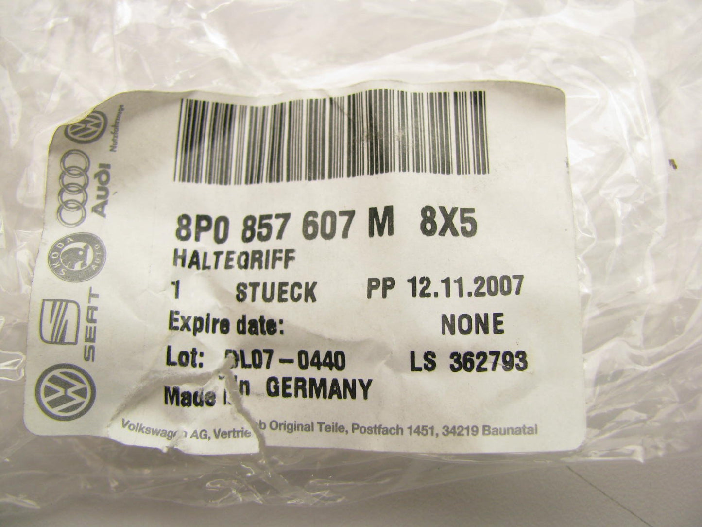 NEW GENUINE OEM Audi 8P0857607M8X5 FRONT Interior Grab Bar Assist Handle BEIGE