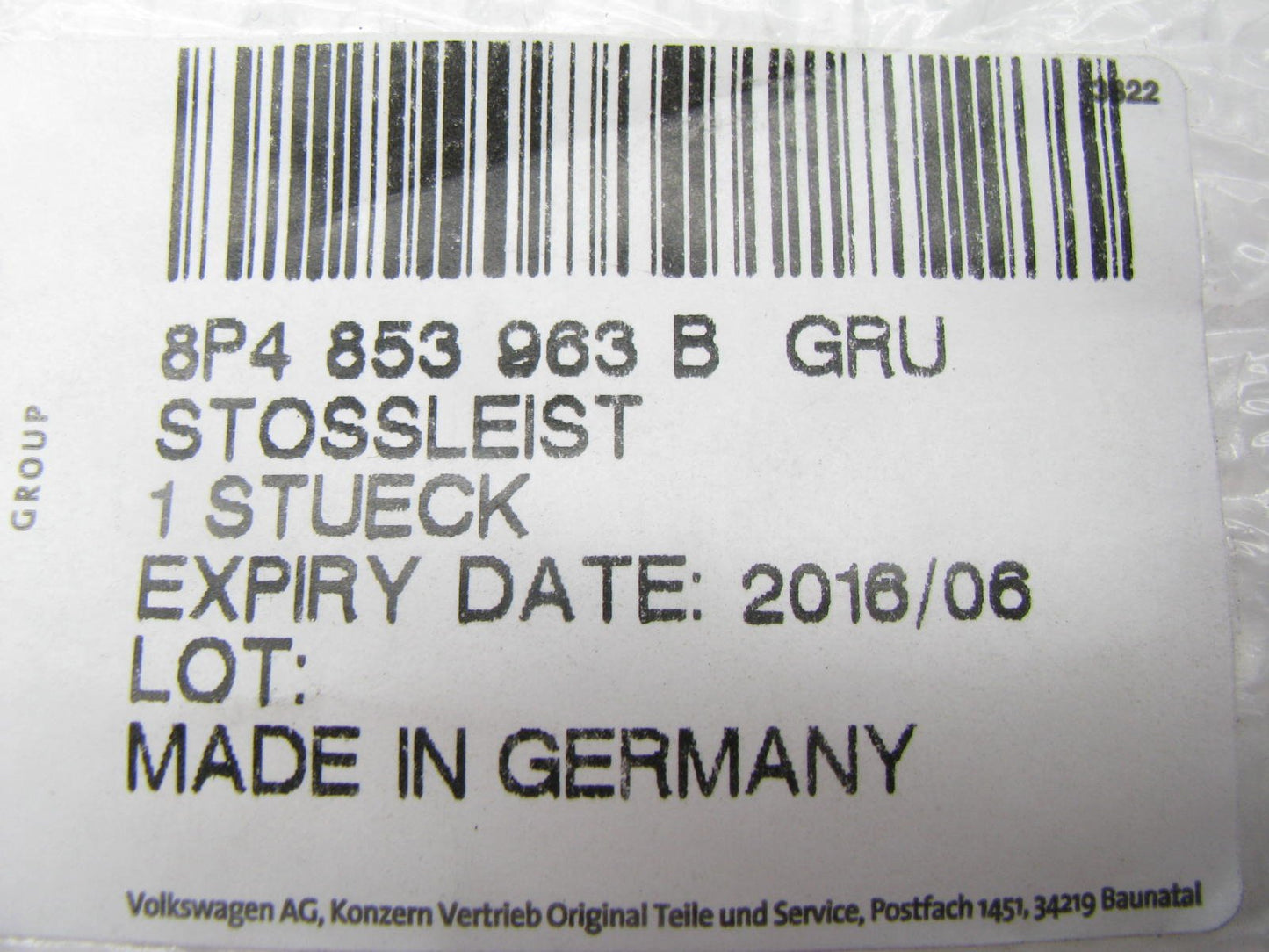 NEW GENUINE Rear Left Drivers Side Exterior Door Moulding OEM Audi 8P4853963BGRU