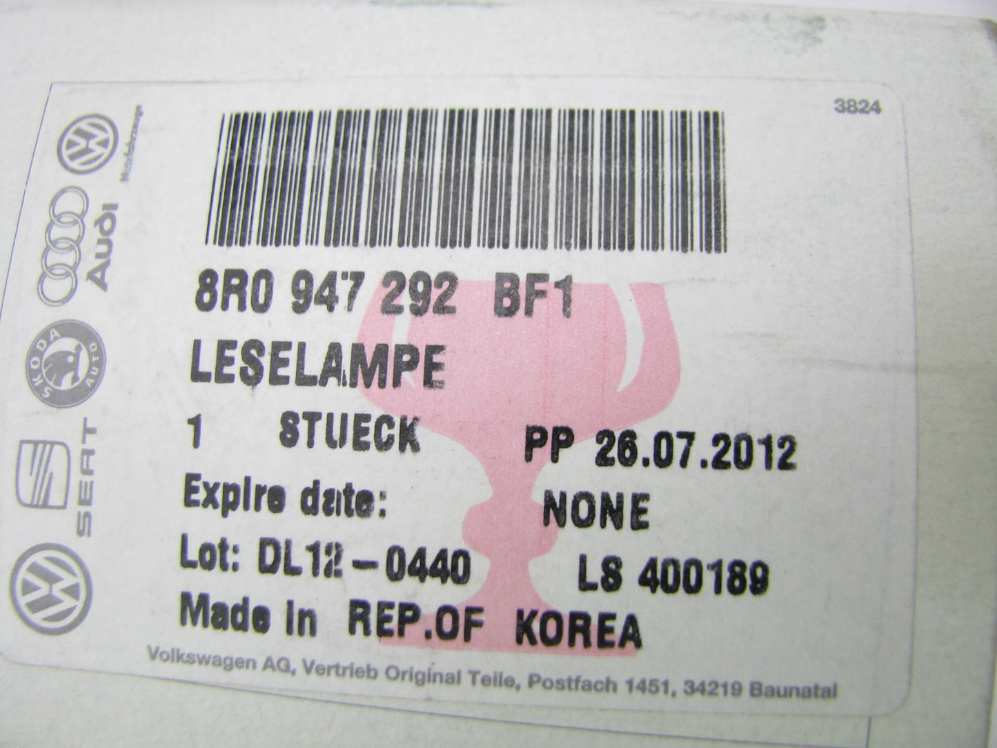 NEW - OEM Audi 8R0947292BF1 REAR Right Map Reading Light 2013-17 Q5 2014-17 SQ5