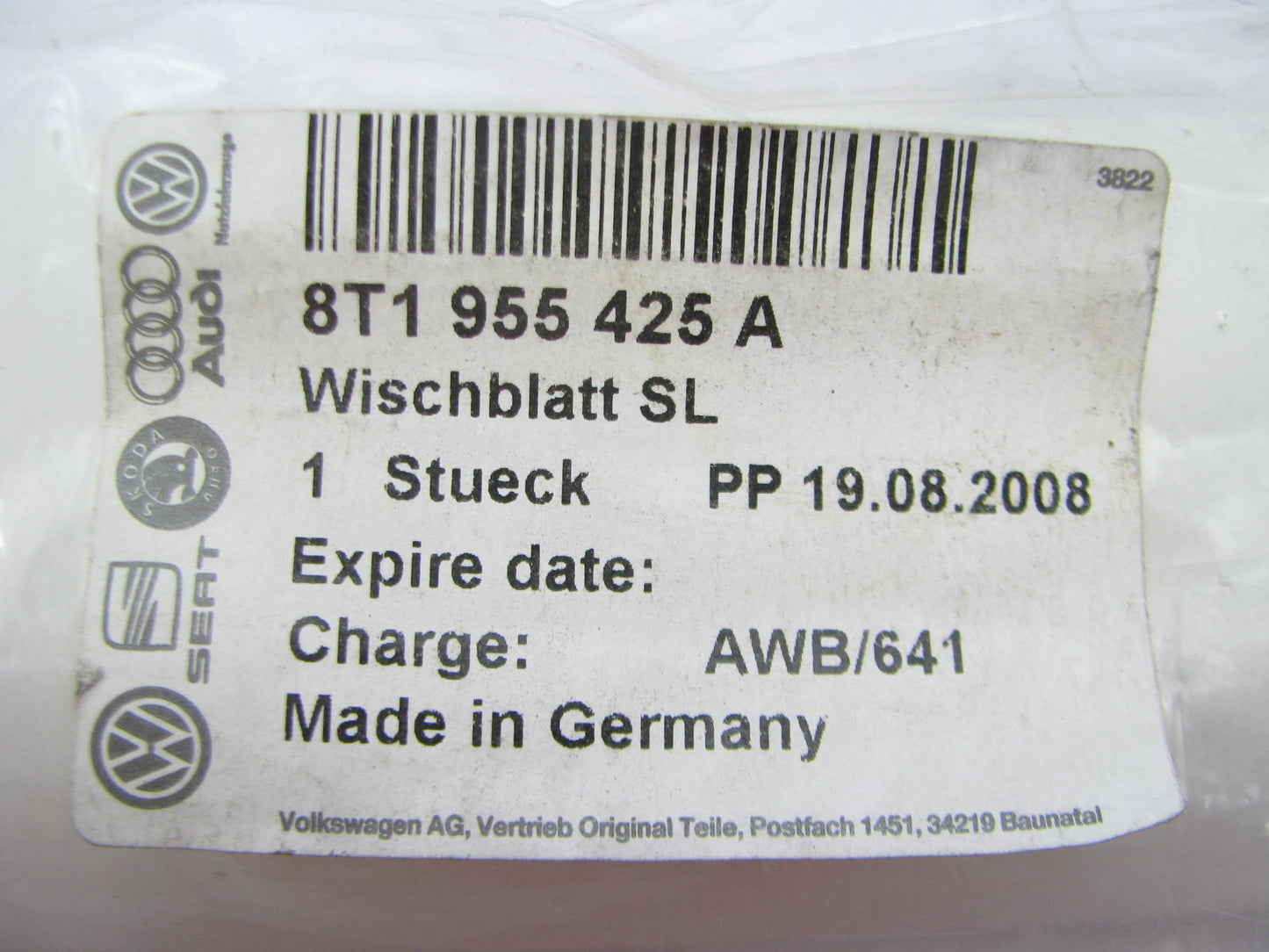 NEW GENUINE OEM VW Audi 8T1955425A Left Windshield Wiper Blade