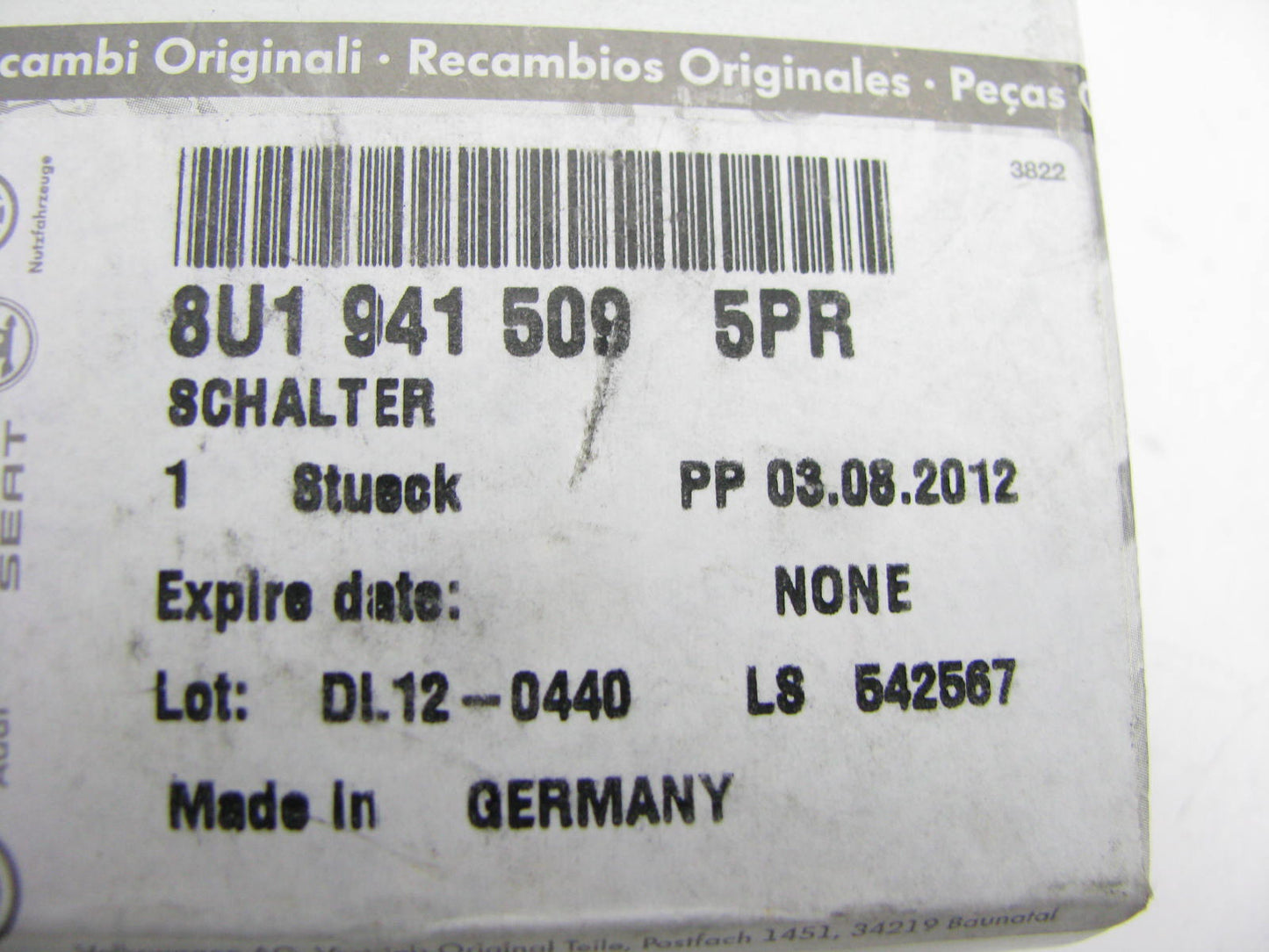 NEW - OEM VW Audi 8U19415095PR Hazard Warning Light Switch 2015-2018 Q3