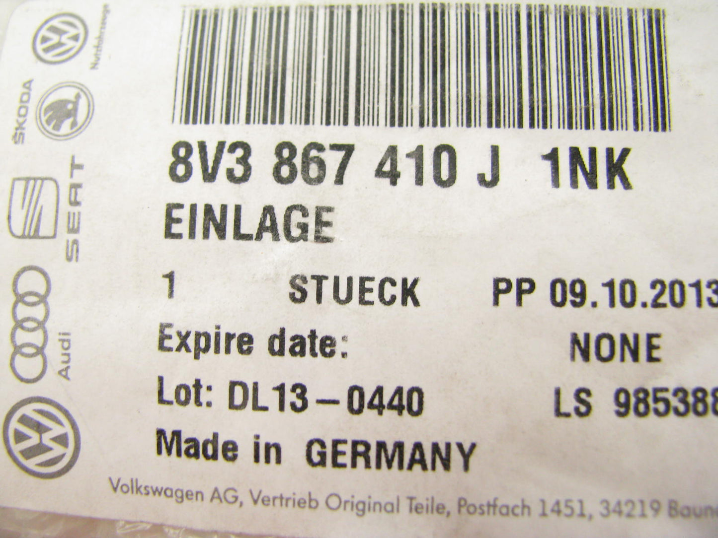 NEW - OEM VW Audi 8V3867410J1NK Right Door Trim Molding 15-17 Audi A3 / Quattro