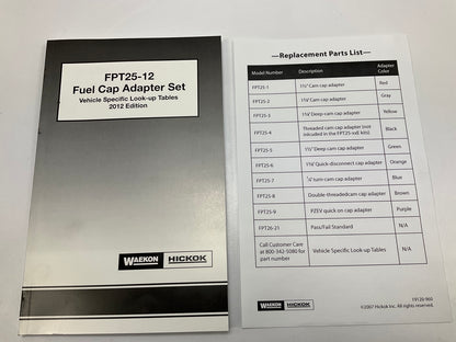 NEW, MISSING FPT25-4, Waekon FPT25-09E Fuel Gas Cap Adapter Master Test Tool Set