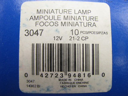 (10) Wagner 3047 Back Up Light Bulb - Miniature Lamp GT-8
