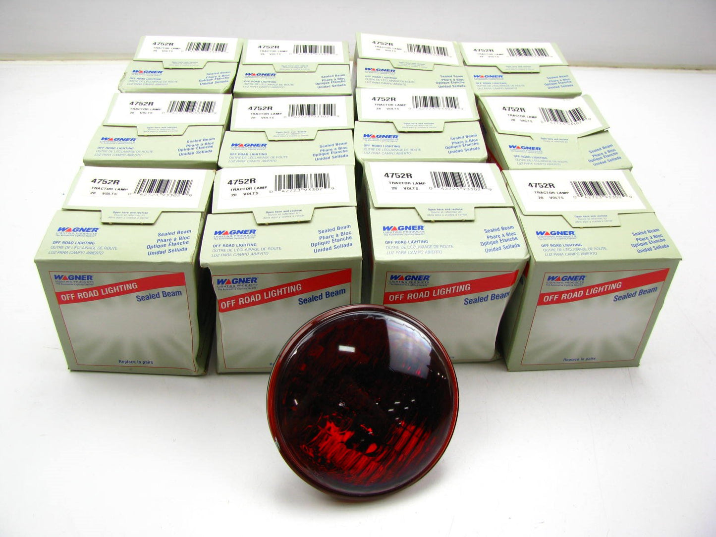 (12) WAGNER 4752R 28V 60W RED Light Lamp Bulb Red Beam 28 Volt 60 Watts PAR36
