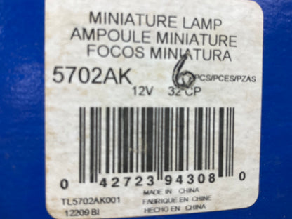 (6) Wagner 5702AK Amber Turn Signal Lamp Light Bulb GT8 12V