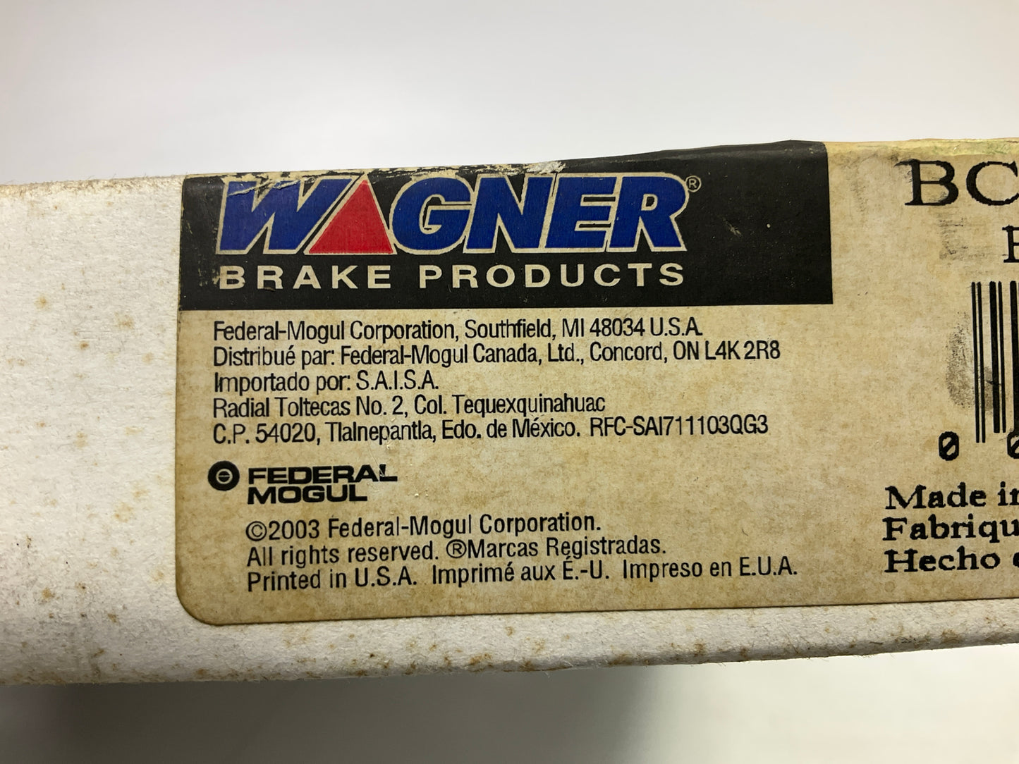 Wagner BC140799 Rear Left Parking Brake Cable For 2003-2007 Honda Accord