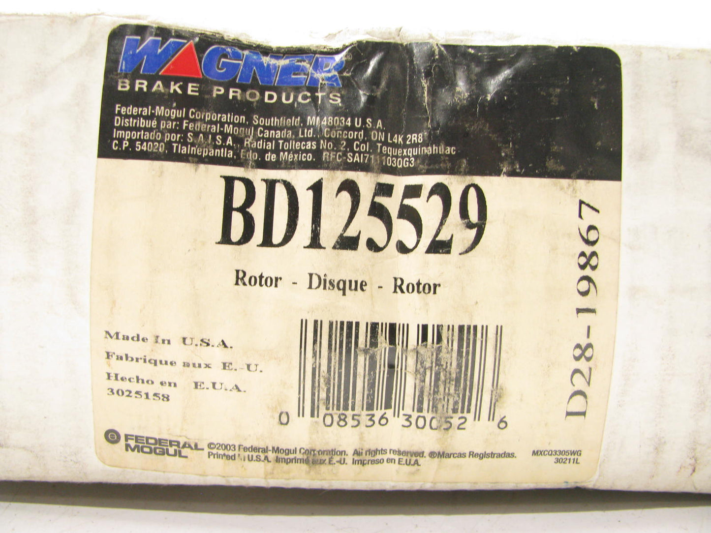 Wagner BD125529 7 Stud FRONT Disc Brake Rotor