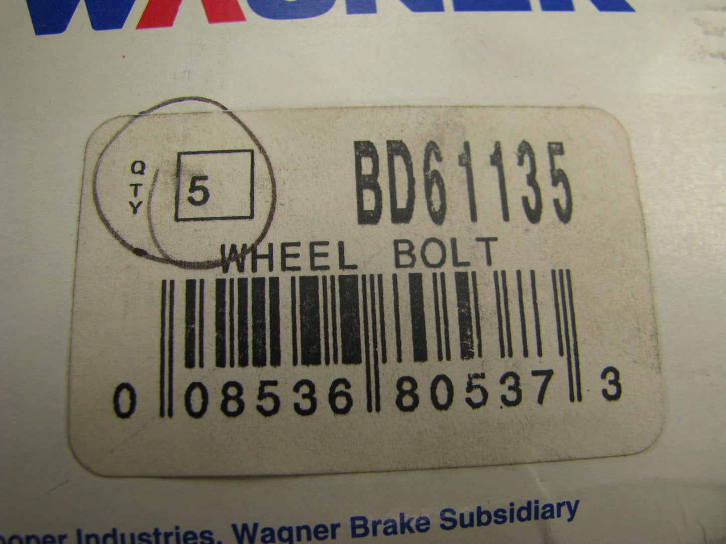 (5) Wagner BD61135 REAR Wheel Lug Stud Bolts