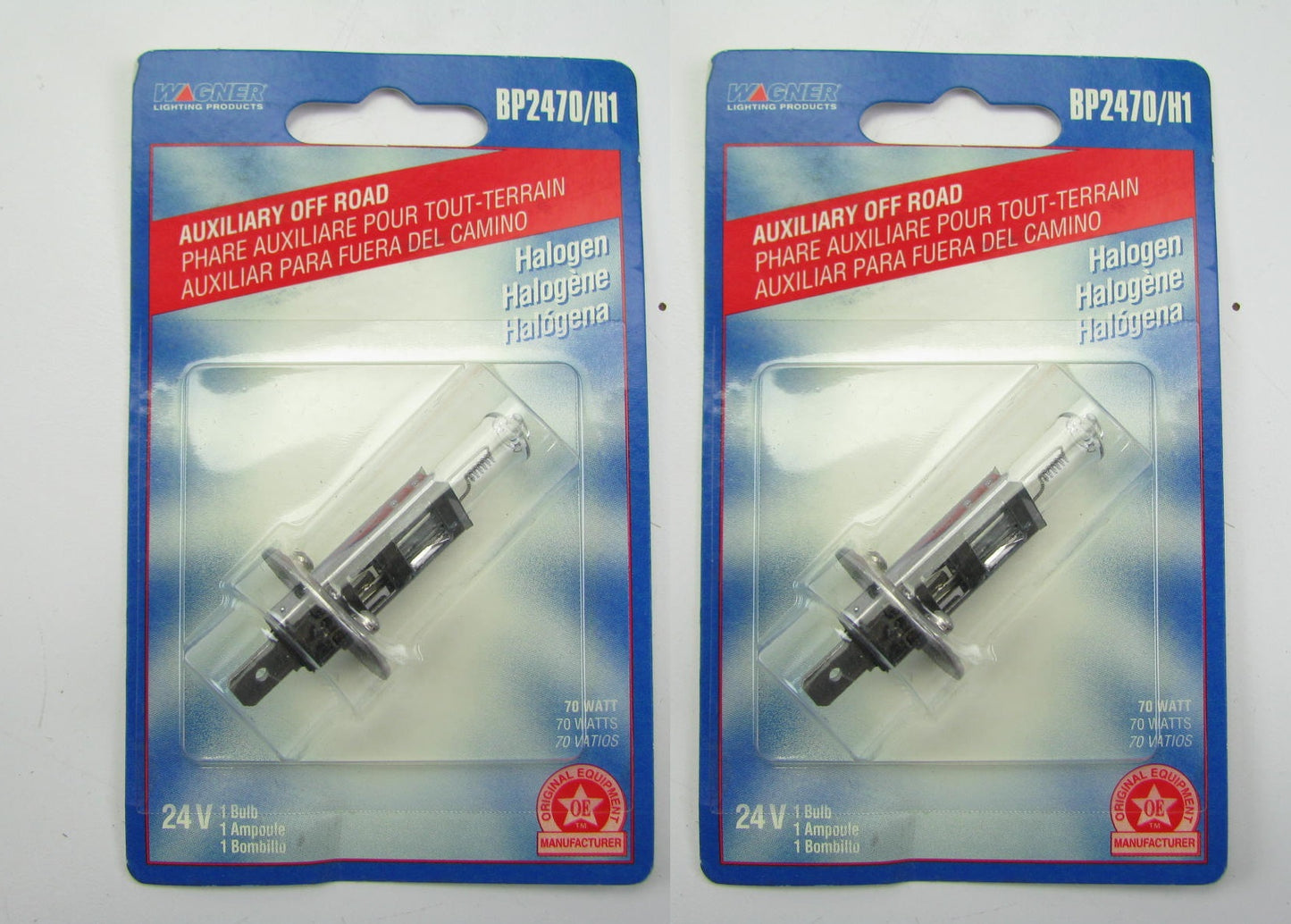 (2) Wagner BP2470H1 Halogen Offroad Auxiliary Light Bulbs - T2 1/2'' 24V 70W