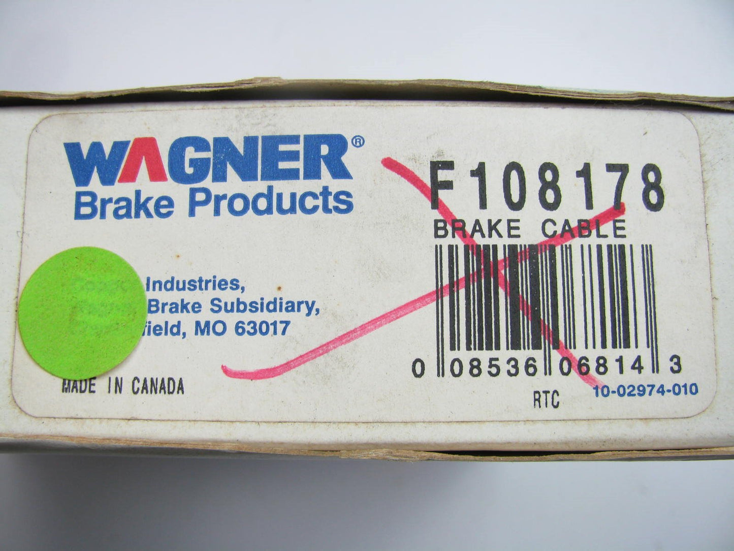 Wagner F108178 Front Parking Brake Cable