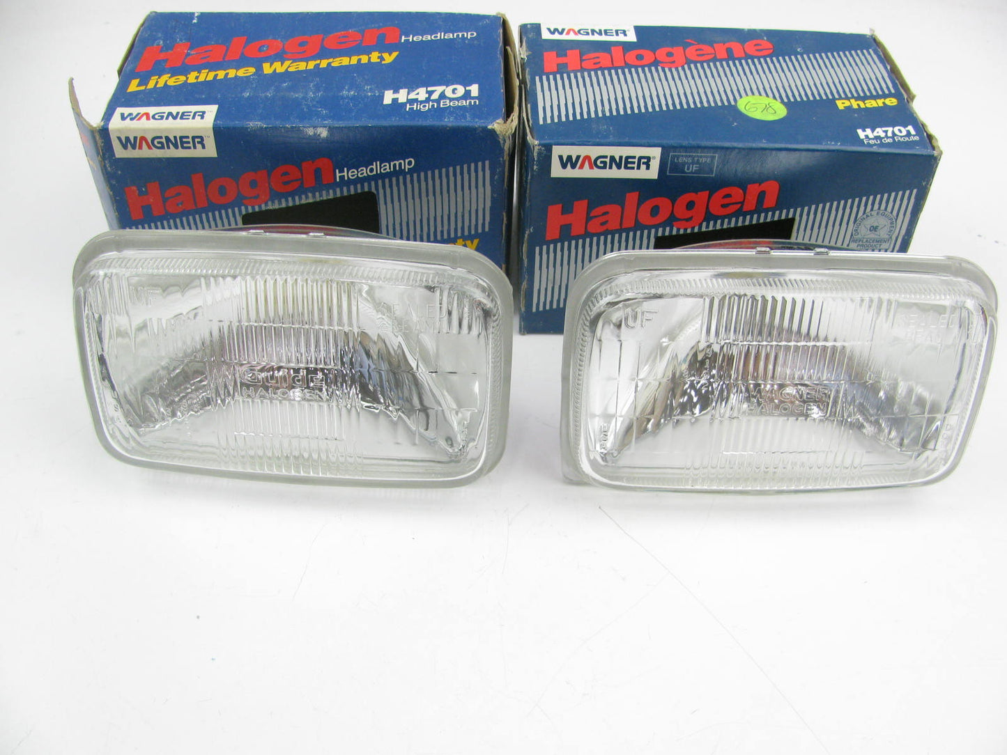 (2) Wagner H4701 Sealed Beam Headlight Headlamp - 12V 92x150 65 Watt