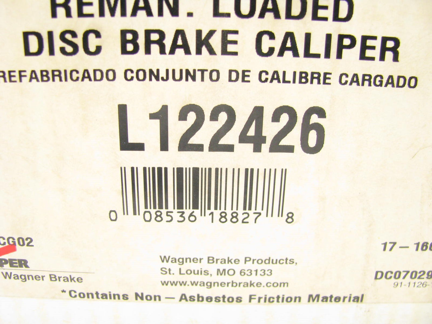 REMAN Wagner L122426 Loaded Disc Brake Caliper Front Right for 1990 Lexus LS400