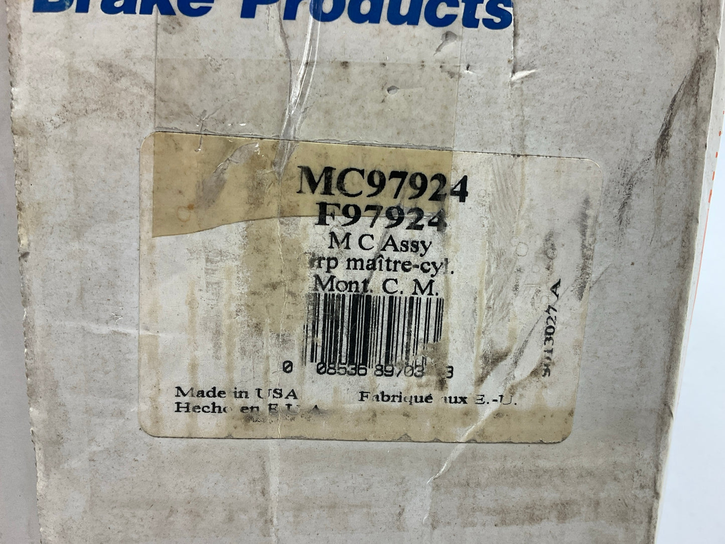 MISSING BAIL WIRE - Wagner MC97924 Manual Brake Master Cylinder - 1'' Bore