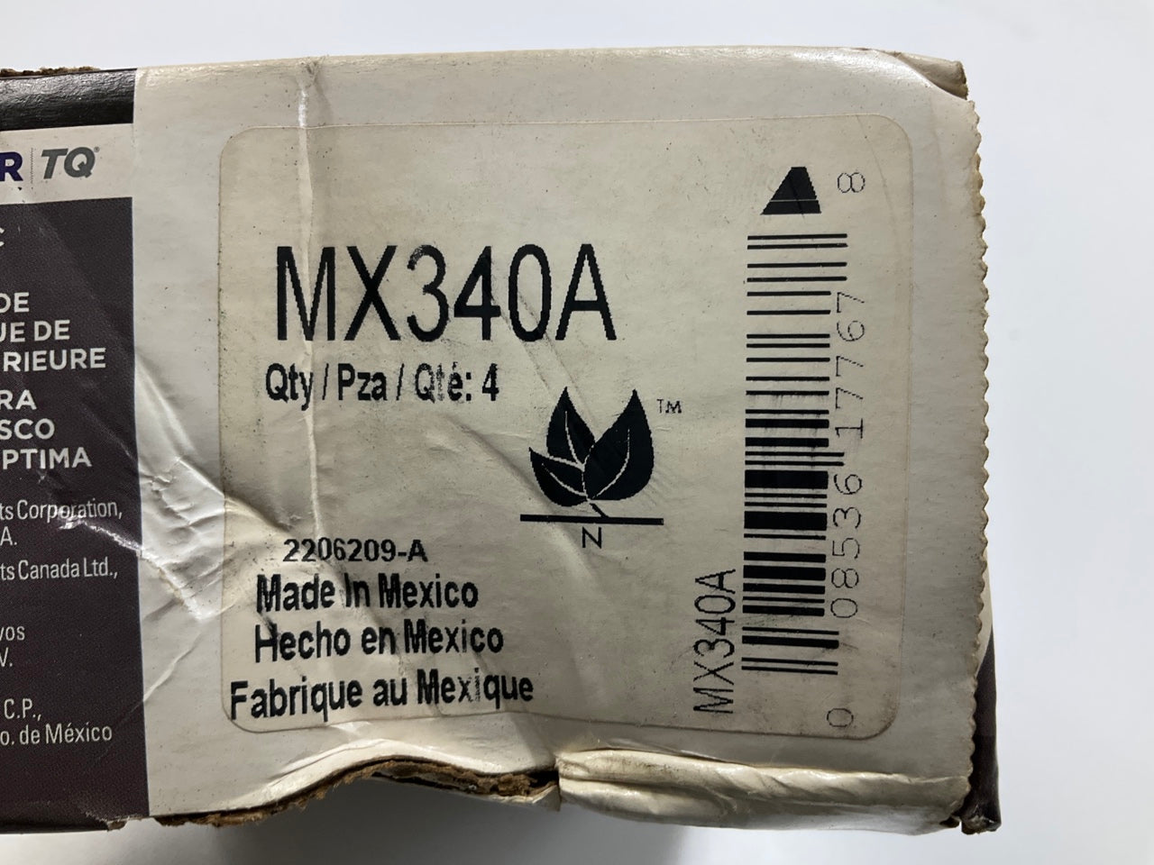 MISSING HARDWARE - Wagner MX340A Rear ThermoQuiet Disc Brake Pad