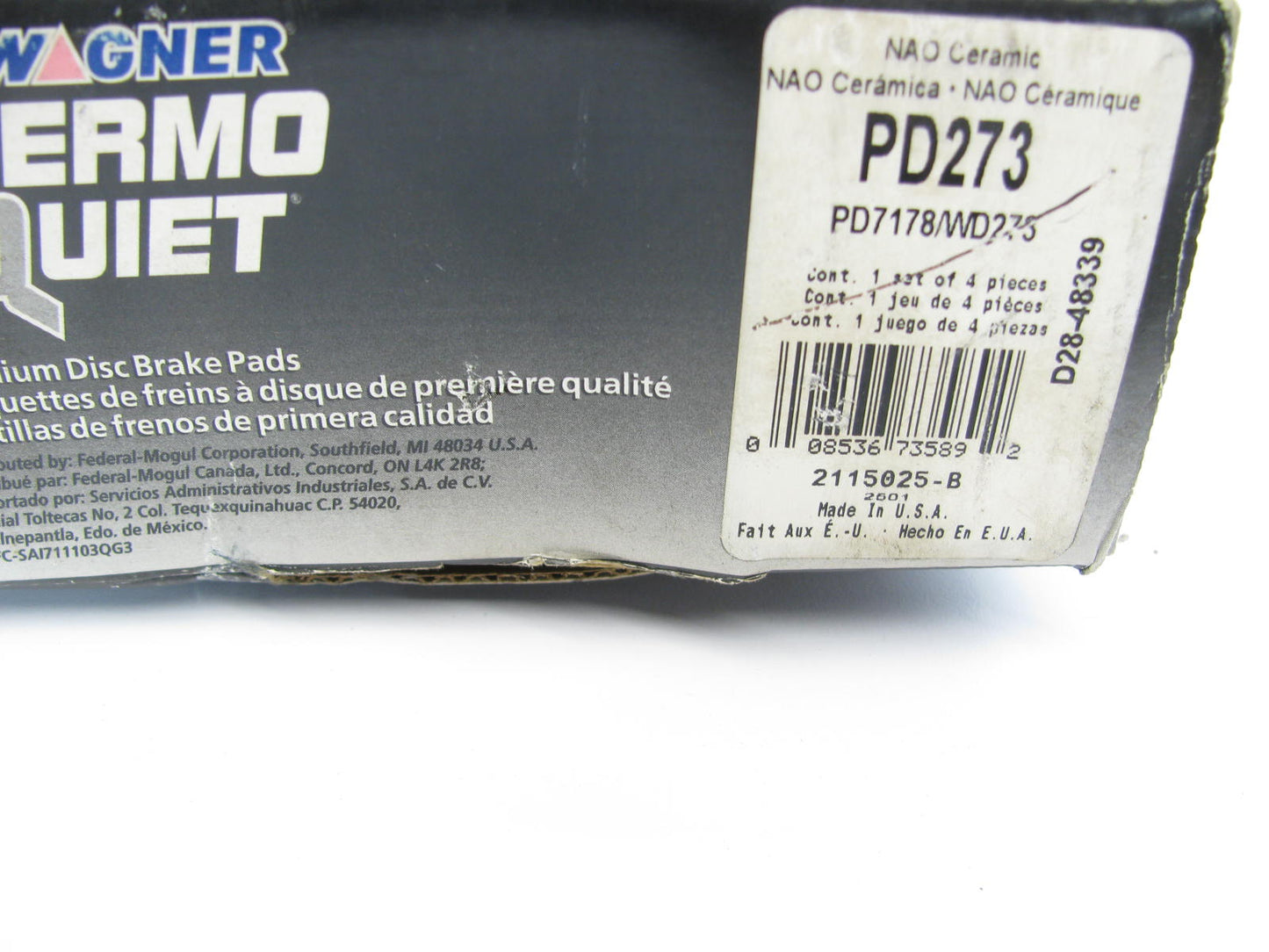 Wagner PD273 Ceramic Front Disc Brake Pads For 1993-1998 Honda Civic