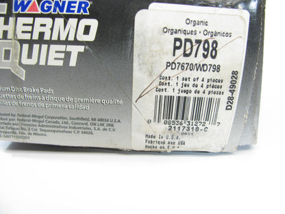 Wagner PD798 THERMOQUIET Front Disc Brake Pads For 1999-2002 Mazda Protege