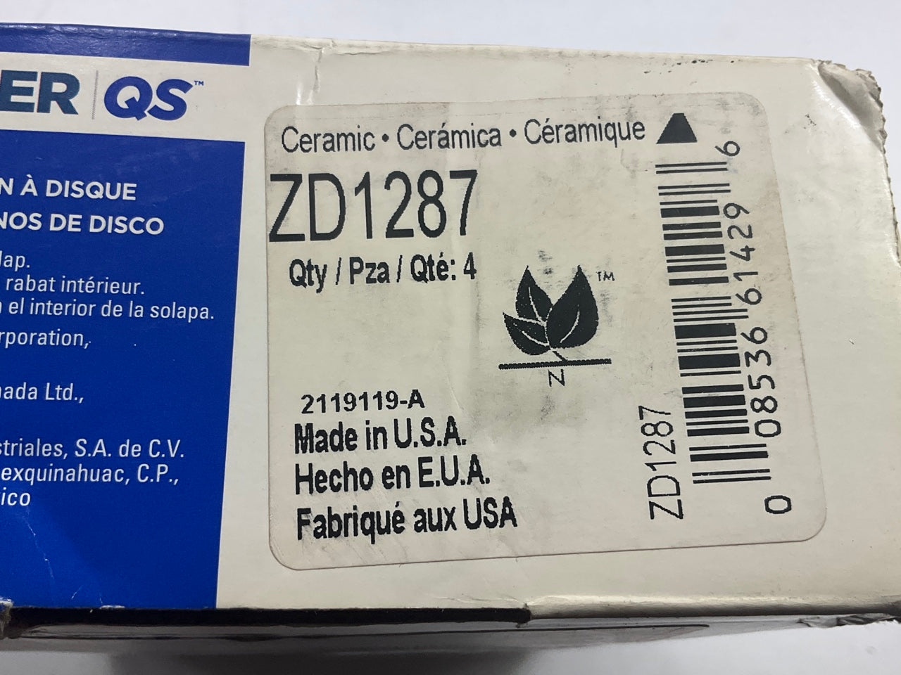 Wagner ZD1287 Front Ceramic Disc Brake Pads