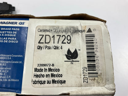 NO HARDWARE - Wagner ZD1729 Rear Ceramic Disc Brake Pads