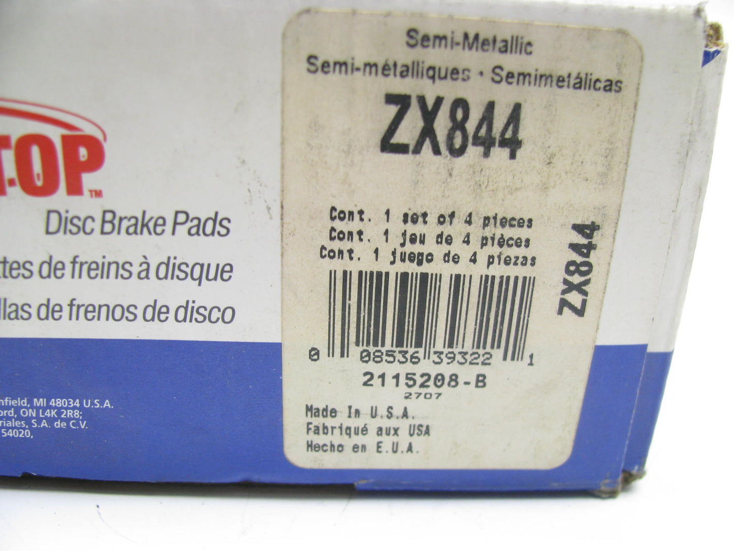 Wagner ZX844 Semi-Metallic Disc Brake Pads - Front