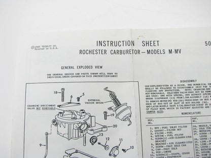 Walker 15425A Carburetor Rebuild Kit - 1968-70 GM Rochester MV 1BBL 4.1L 250 I6