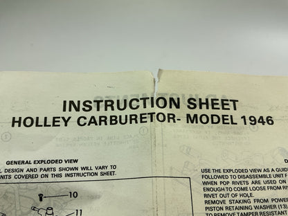 Walker 15790 Carburetor Repair Kit For Holley 1946 1-BBL