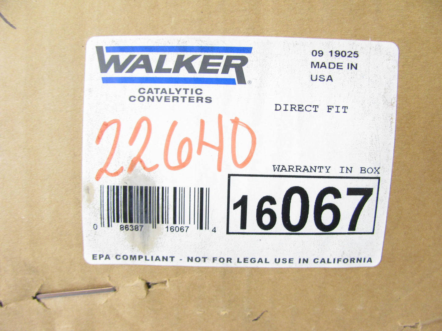 Walker 16067 Direct Fit EPA Compliant Catalytic Converter