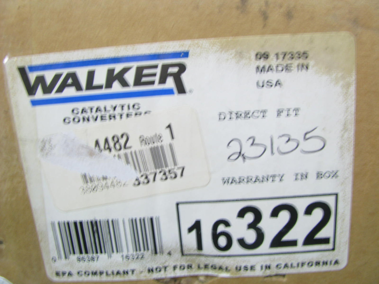 Walker 16322 Direct Fit EPA Compliant Catalytic Converter