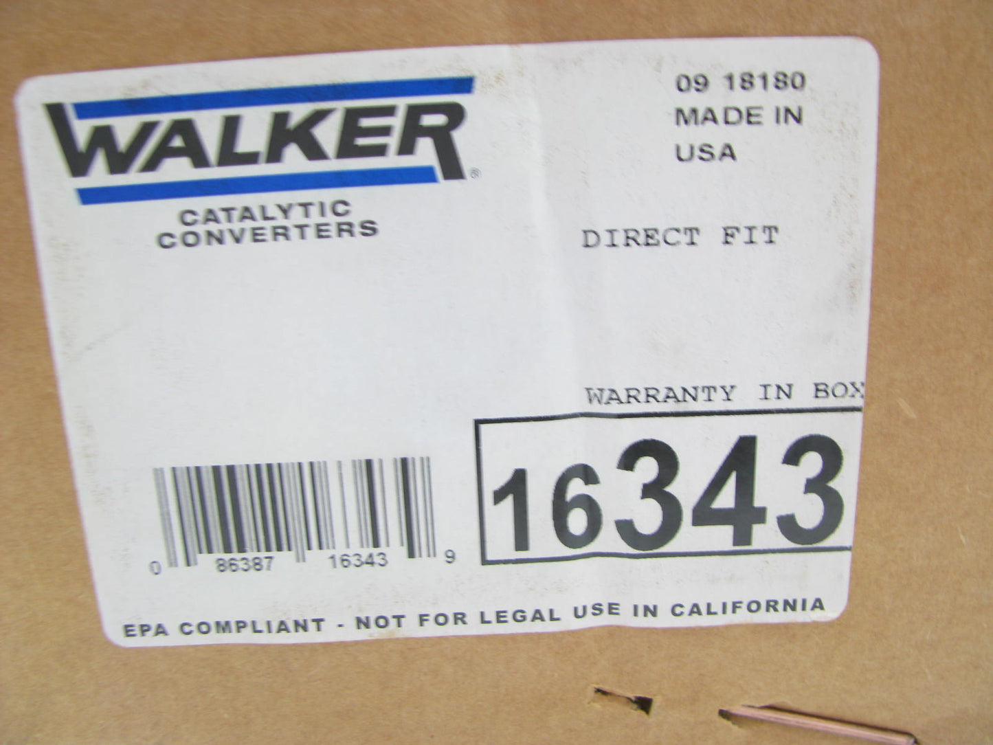 Walker 16343 Left Direct Fit EPA Compliant Catalytic Converter