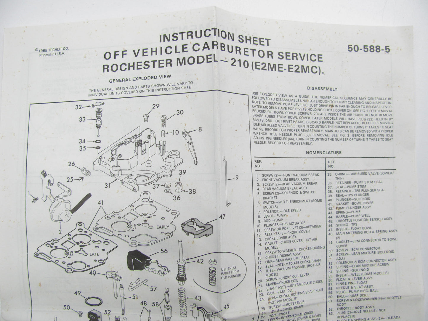 Walker 5502A Carburetor Rebuild Kit for 1980-1987 Rochester E2ME E2MC