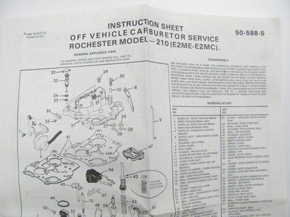 Walker 5502A Carburetor Rebuild Kit for 1980-1987 Rochester E2ME E2MC