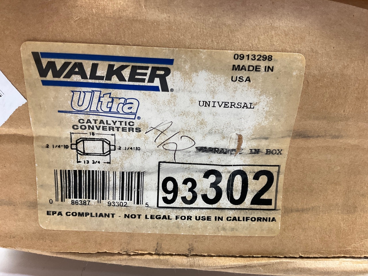 Walker 93302 Universal EPA Compliant Catalytic Converter 2.25'' Inlet/Outlet