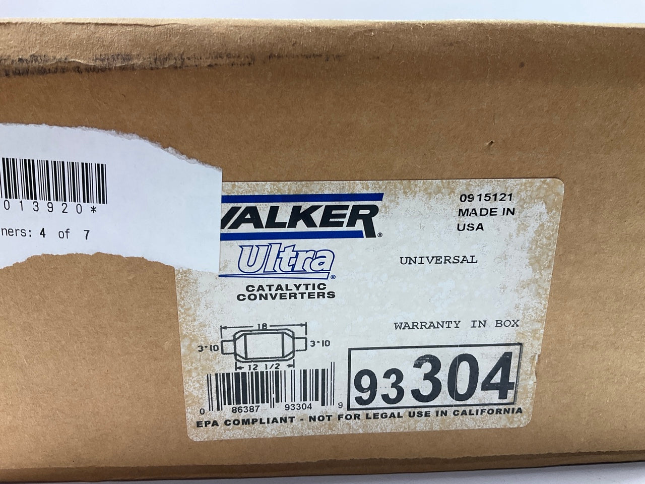 Walker 93304 Universal EPA Compliant Catalytic Converter