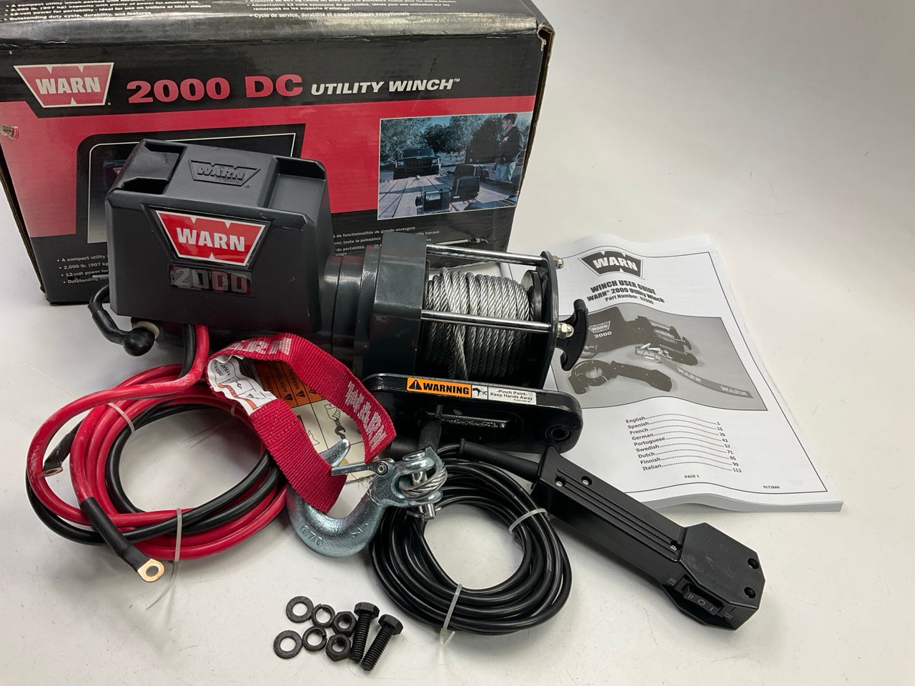 Warn 92000 2,000 Lbs DC 12V Electric Utility Winch With Steel Cable