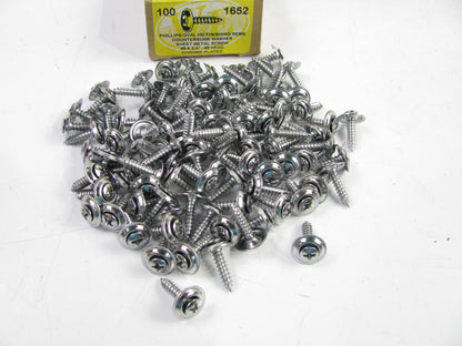 (100) WE 1652 #8 X 3/4'' PHILLIPS OVAL  -AB   METAL SCREWS-CHROME PLATED #6 Head