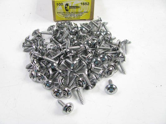 (100) WE 1652 #8 X 3/4'' PHILLIPS OVAL  -AB   METAL SCREWS-CHROME PLATED #6 Head