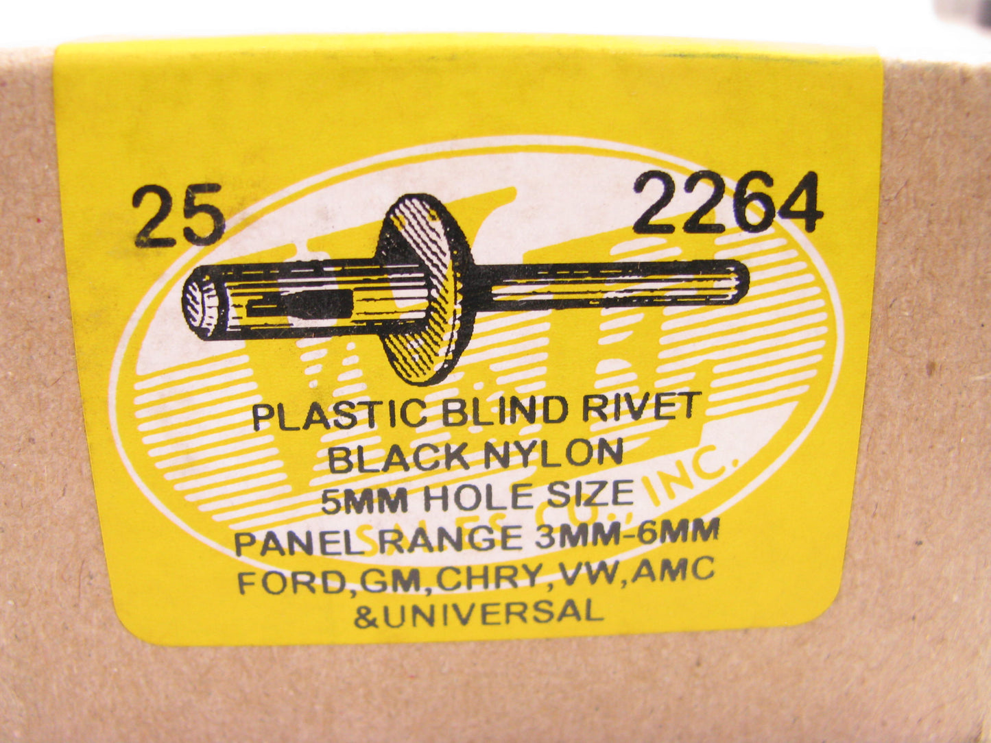 (25) We 2264 Plastic Blind Rivet - 5mm Hole Size