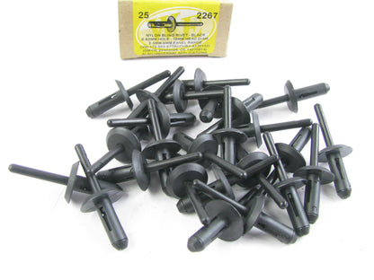 (25) WE 2267 NYLON BLIND RIVET - BLACK 6.63MM HOLE - 18MM HEAD