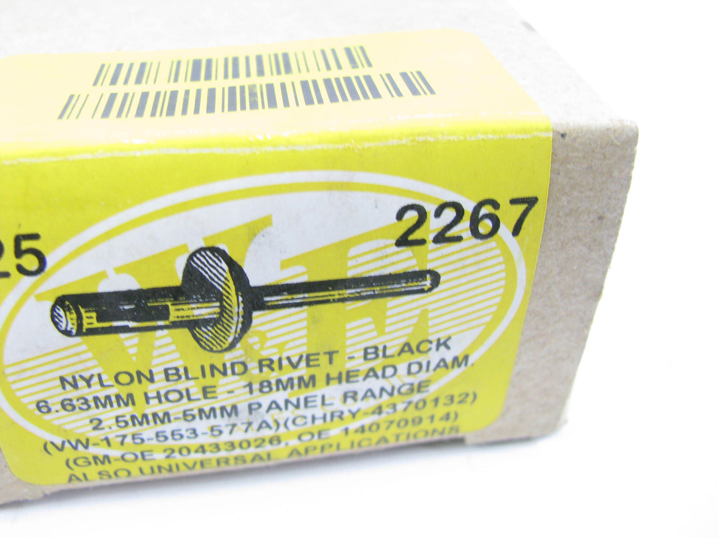 (25) WE 2267 NYLON BLIND RIVET - BLACK 6.63MM HOLE - 18MM HEAD