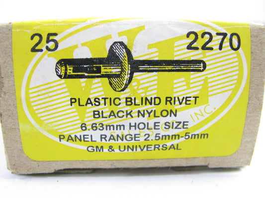 (25) We 2270 Plastic Blind Rivet - 6.63mm Hole Size