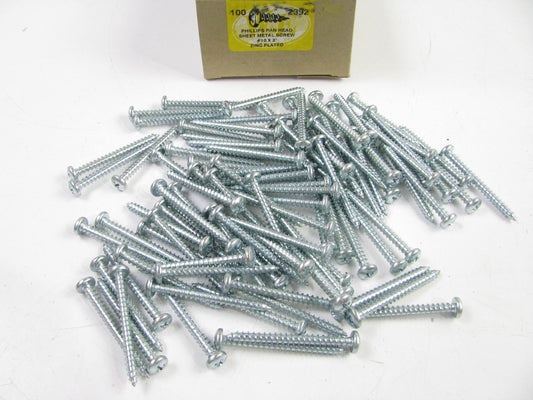 (100) WE 2392 PHILLIPS PAN HEAD SHEET METAL SCREW #10X2'' ZINC PLATED