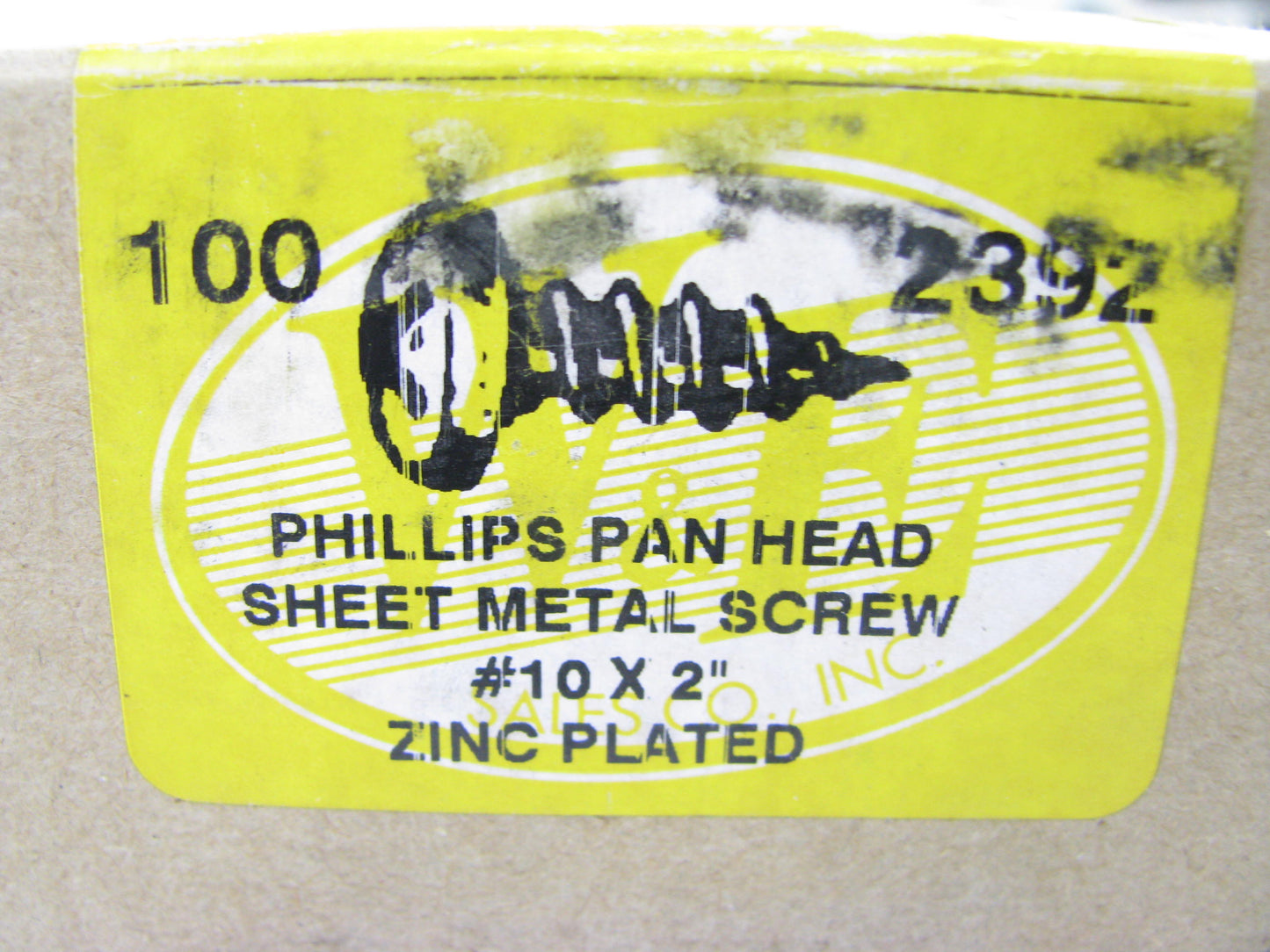 (100) WE 2392 PHILLIPS PAN HEAD SHEET METAL SCREW #10X2'' ZINC PLATED